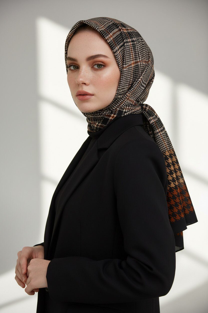 KREP EKOSELİ KAZAYAK DESENLİ TABA RENKLİ 75X195 KIRIŞMAZ ŞAL