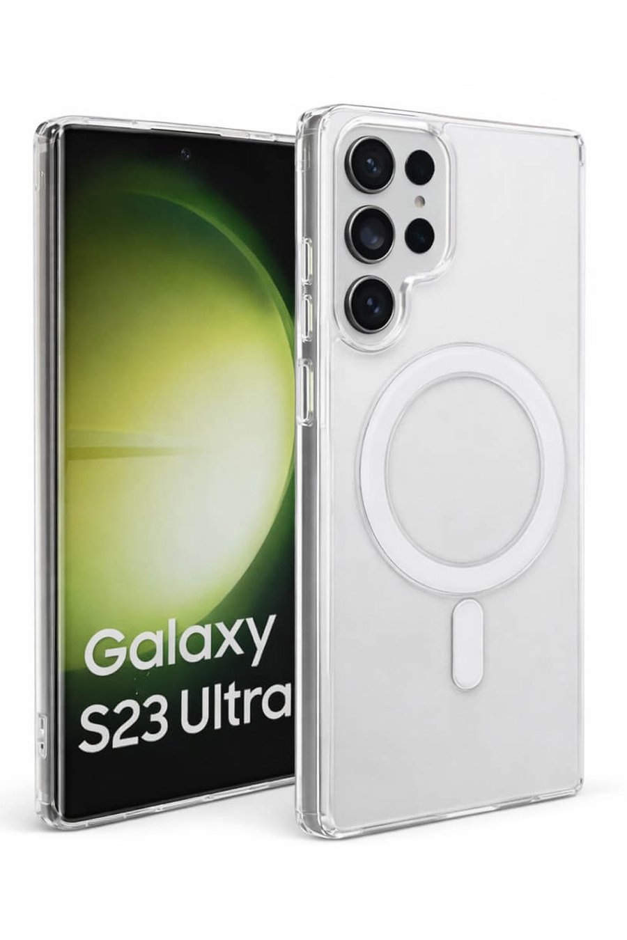 Samsung Galaxy S23 Ultra Uyumlu Kamera Korumalı Magsafe Wireless Şarj Özellikli Lüks Şeffaf Silikon Telefon Kılıfı
