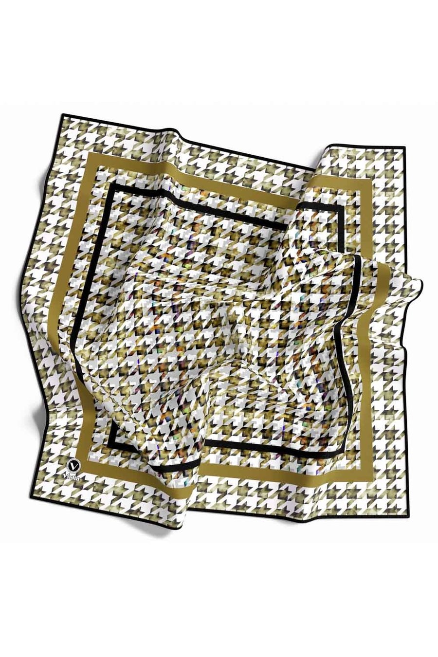 Twill Kazayağı Desenli Hardal Renkli 90x90 Eşarp (İpek İçermez) Kenar Dikiş Şekli El Dikişli