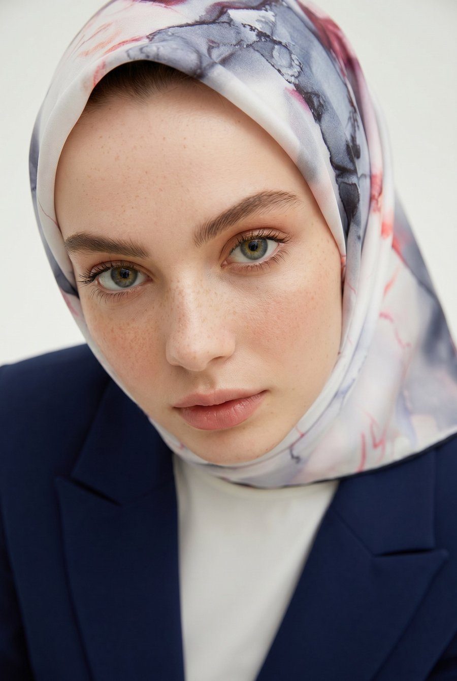 %100 Twill İpek Batik Çiçek Desenli İndigo - Bakır Renkli 90x90 Eşarp Kenar Dikiş Şekli El Dikişli