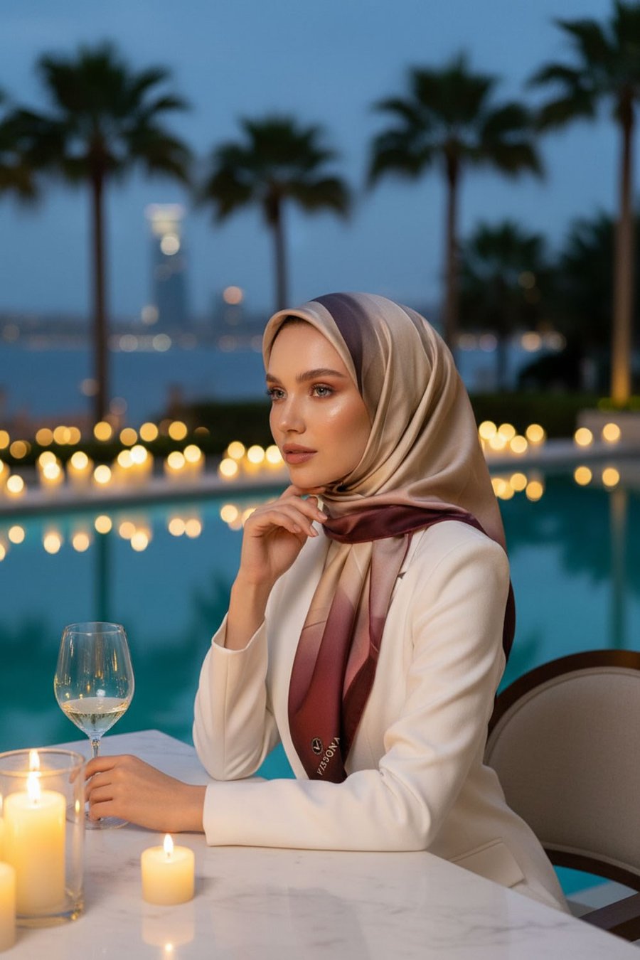 %100 Twill İpek Duman Desenli Hardal - Taba Renkli 90x90 Eşarp Dikim Şekli : El Dikişi
