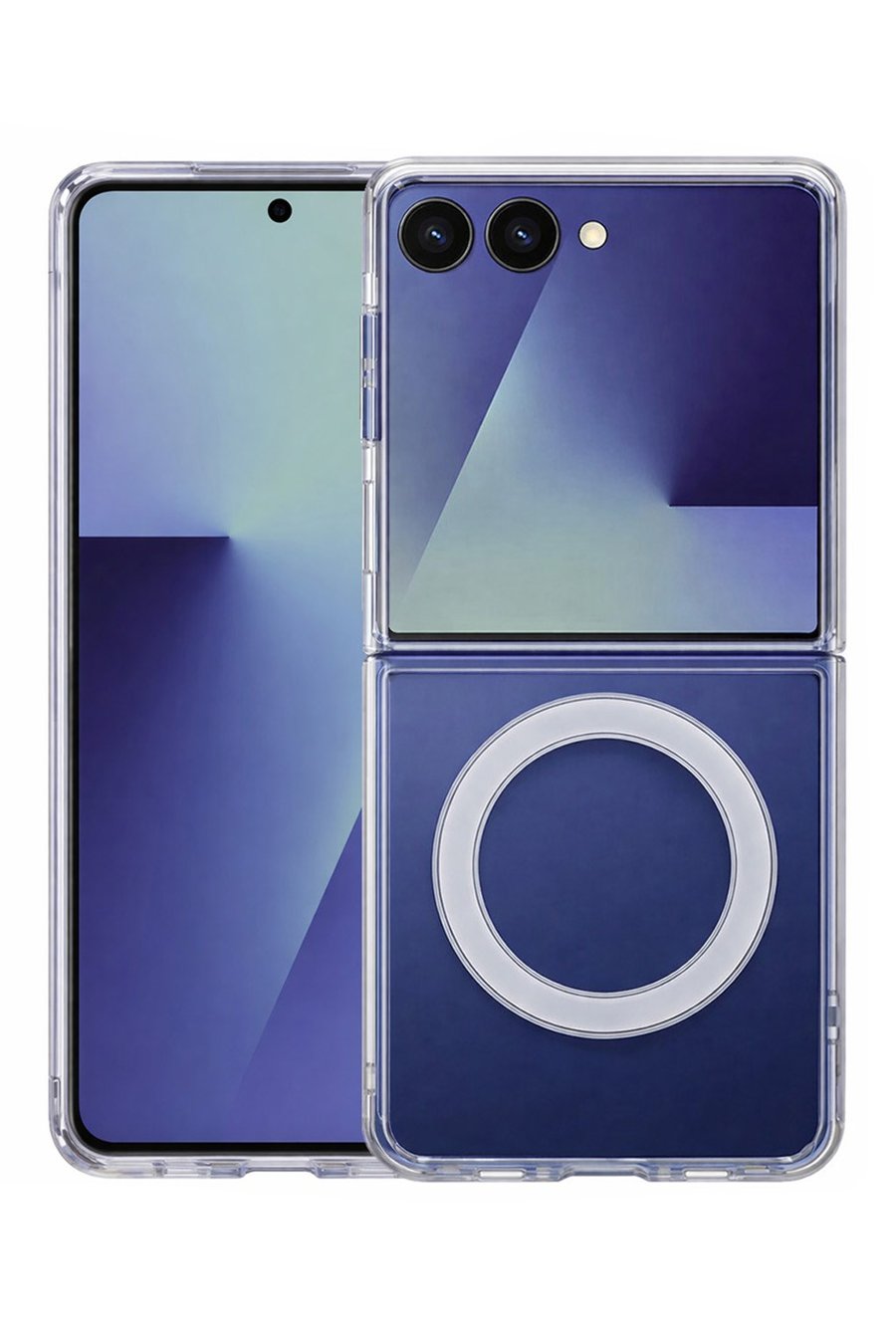 Samsung Galaxy Z Flip 7 Uyumlu Kamera Korumalı Magsafe Wireless Şarj Özellikli Lüks Şeffaf Silikon Telefon Kılıfı