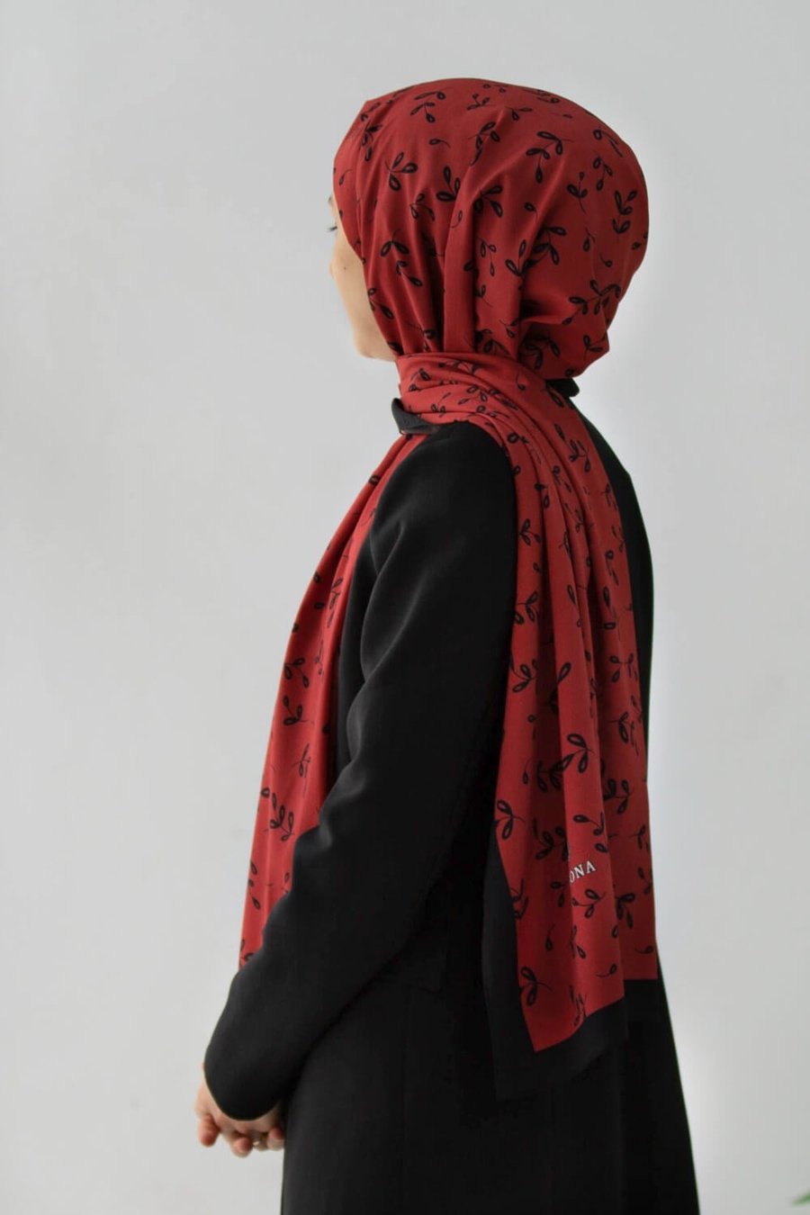 KREP YAPRAK DESENLİ BORDO RENKLİ 75X195 KIRIŞMAZ ŞAL