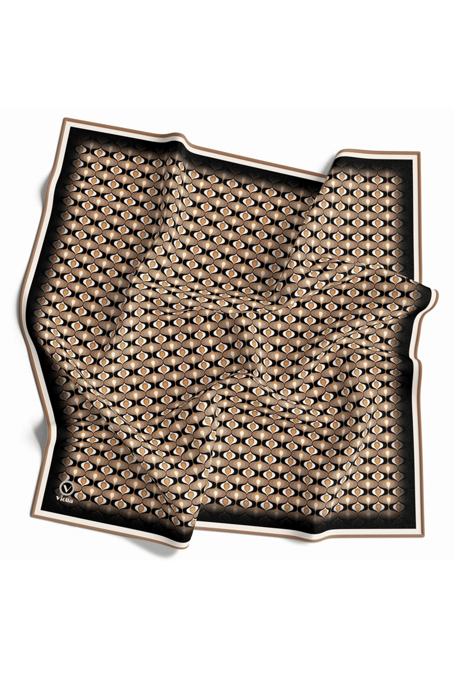 Twill Çıtır Desenli Bej Renkli 90x90 Eşarp (İpek İçermez) Kenar Dikiş Şekli El Dikişli