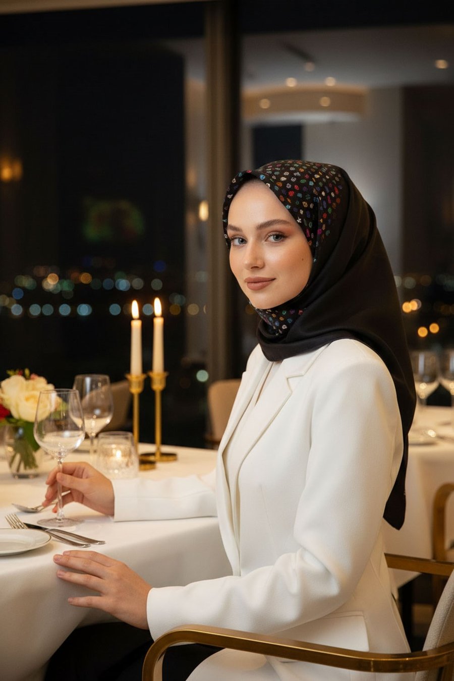 %100 Twill İpek Çıtır Şerit Desenli Siyah - Siyah Renkli 90x90 Eşarp Dikim Şekli : El Dikişi