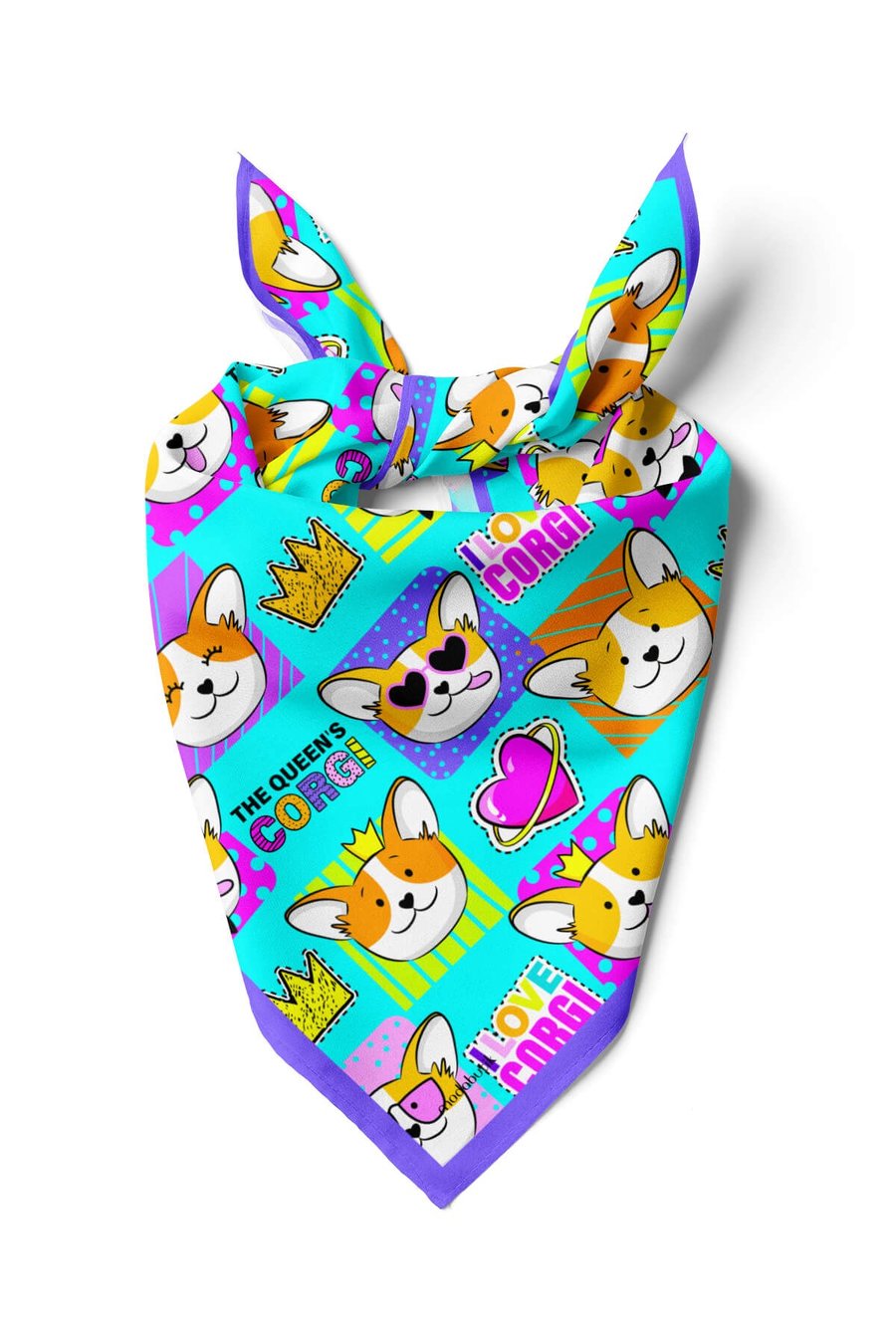 G104 Violla Köpek Desenli Bandana