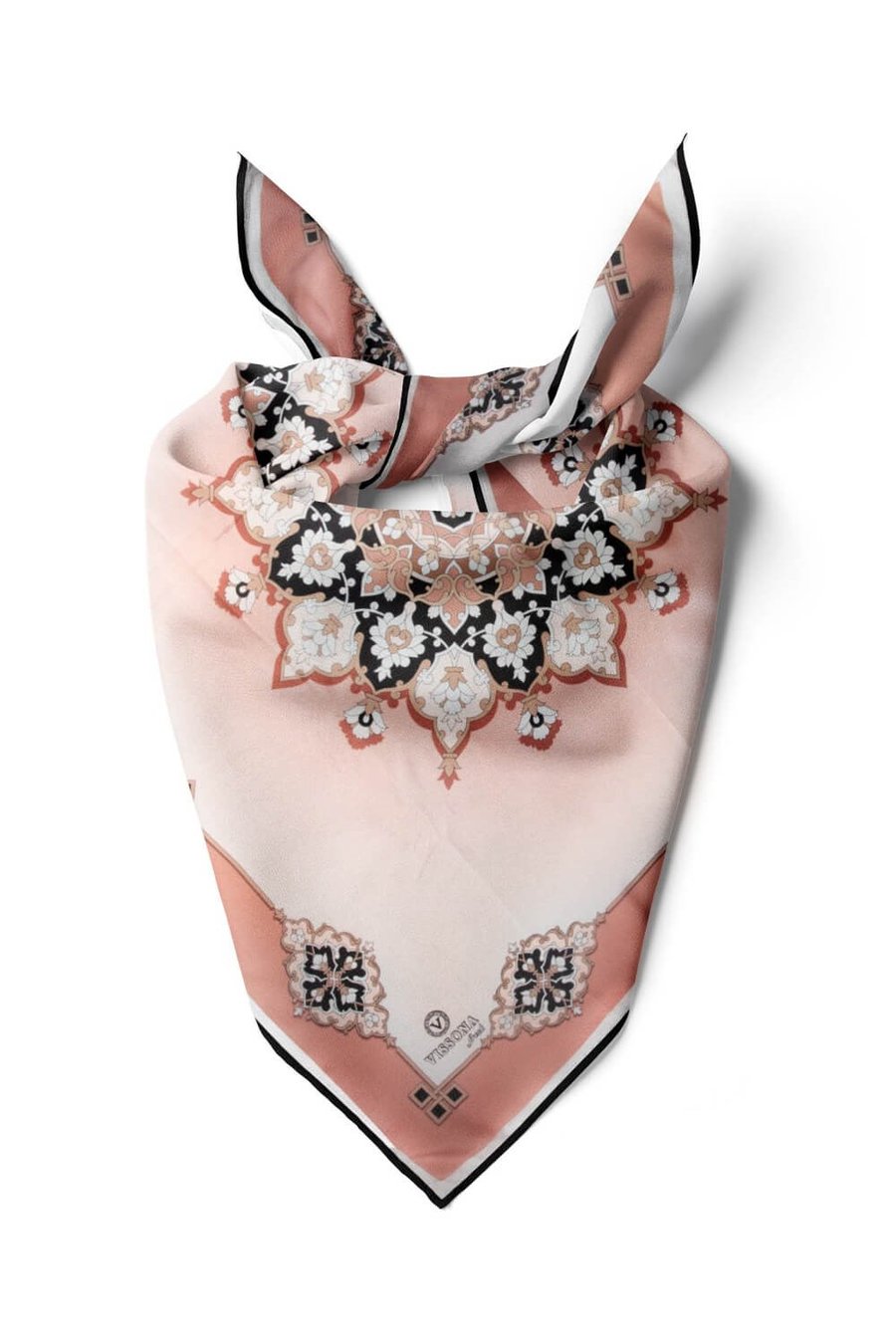 %100 İpek Kadın Desenli Bandana 80x80