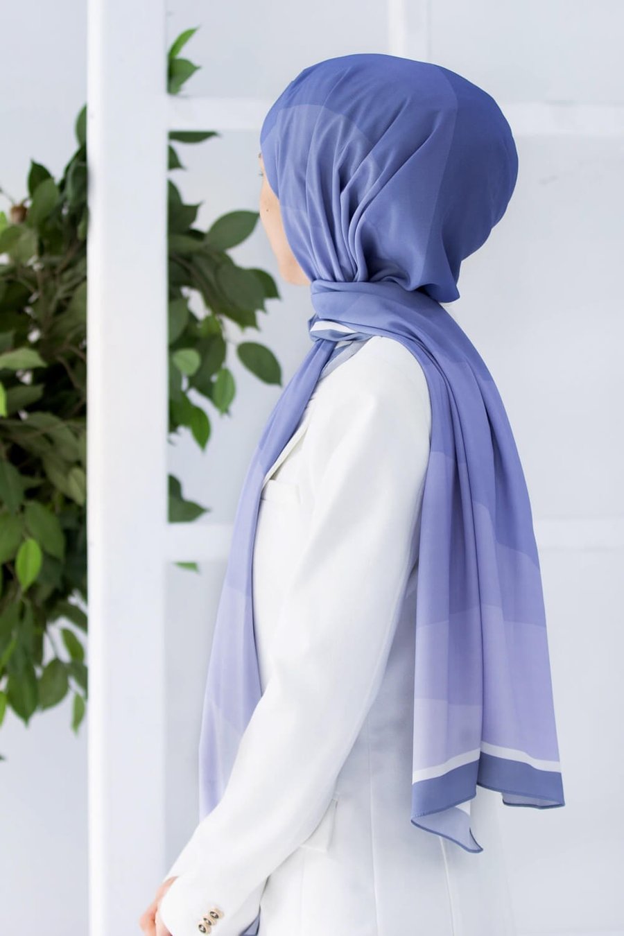 KREP GEOMETRİ DESENLİ BEBE MAVİSİ RENKLİ 75X195 KIRIŞMAZ ŞAL
