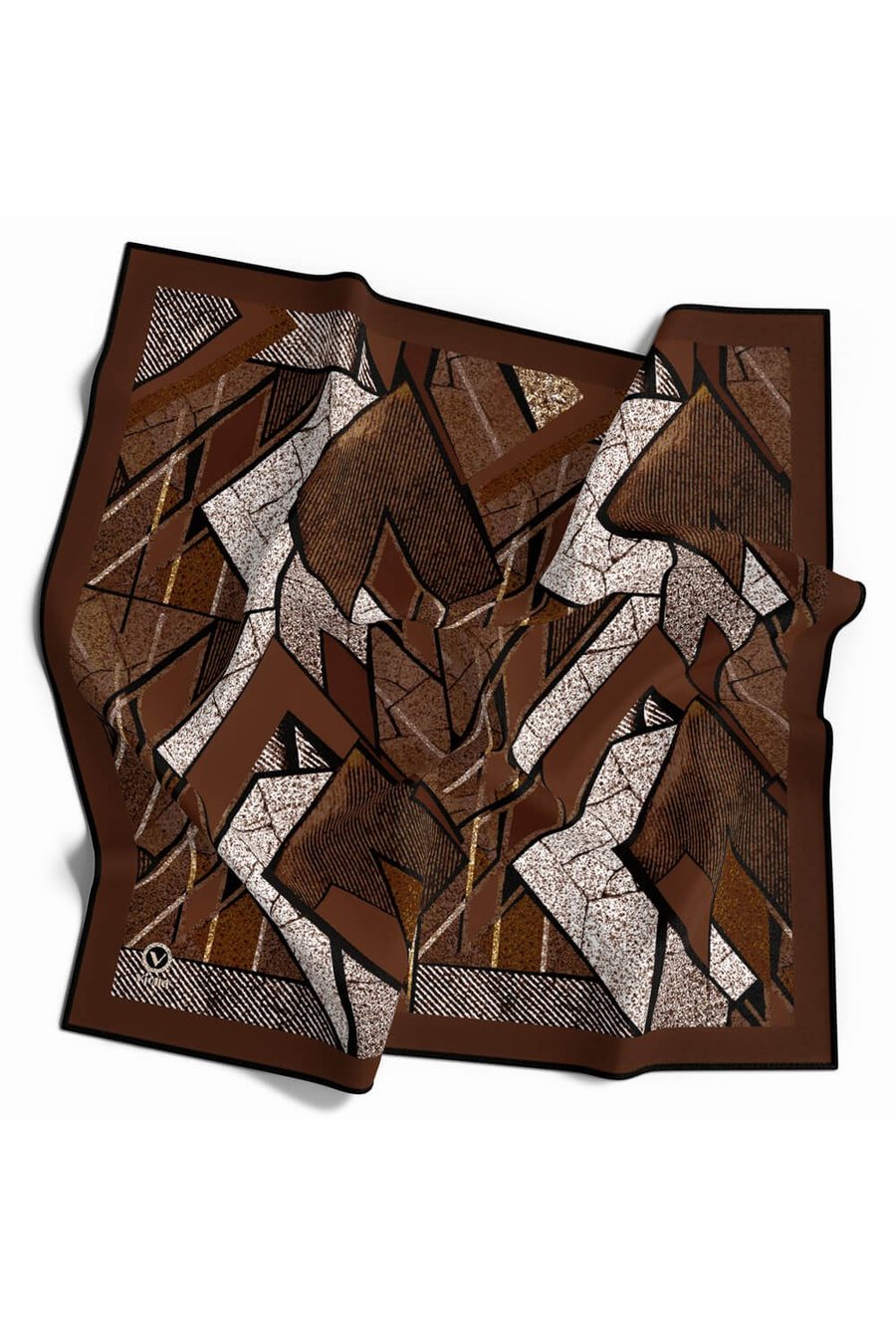 Kristal Geometrik Desenli Taba Renkli 90x90 Eşarp (İpek İçermez) Kenar Dikiş Şekli El Dikişli