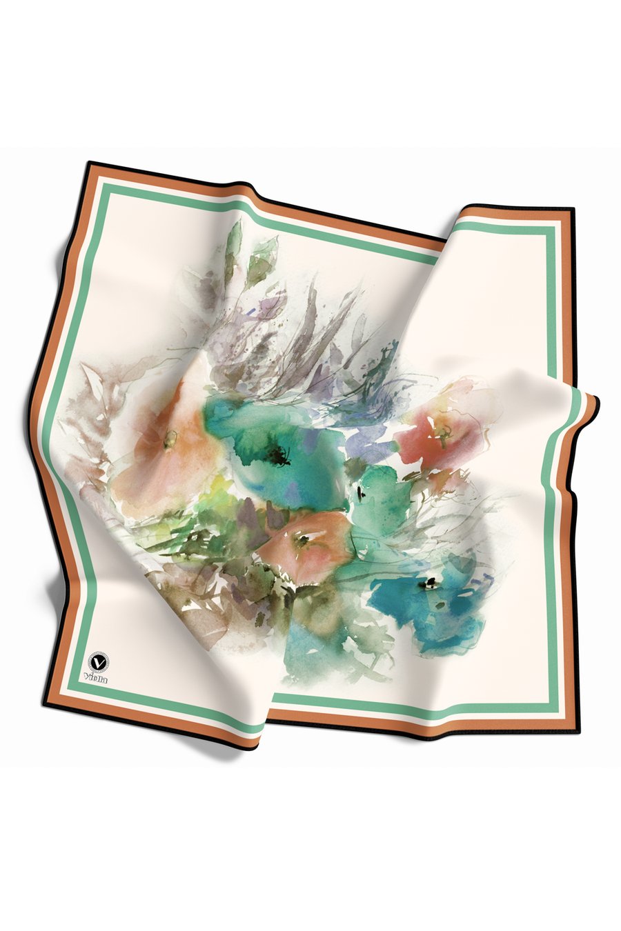 Rayon Zincir Desenli Mint Yeşili Renkli 90x90 Eşarp (İpek İçermez) Kenar Dikiş Şekli El Dikişli