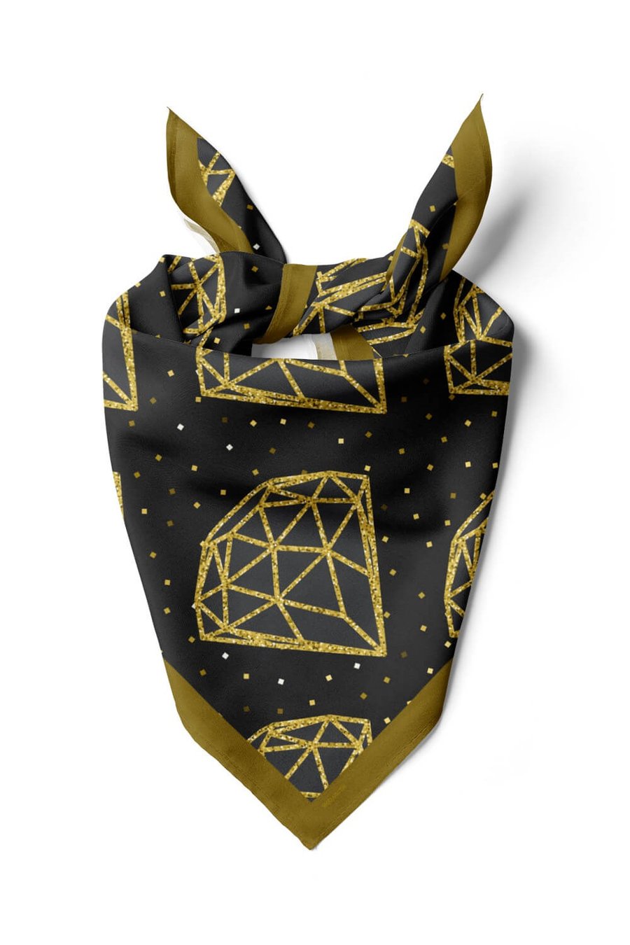 Violla Y26 Kadın Pırlanta Desenli Bandana 50x50 Siyah Sarı DG0393-22