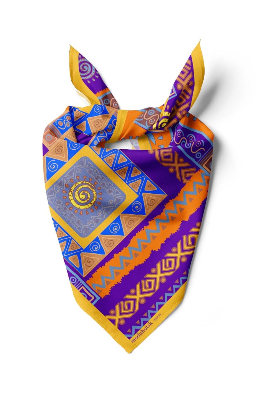 Violla B83 Kadın Etnik Desenli Bandana 50x50 Mor DG0260-22 Snz
