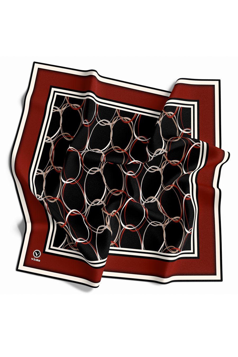 Twill Halka Desenli Bordo Renkli 90x90 Eşarp (İpek İçermez) Kenar Dikiş Şekli El Dikişli