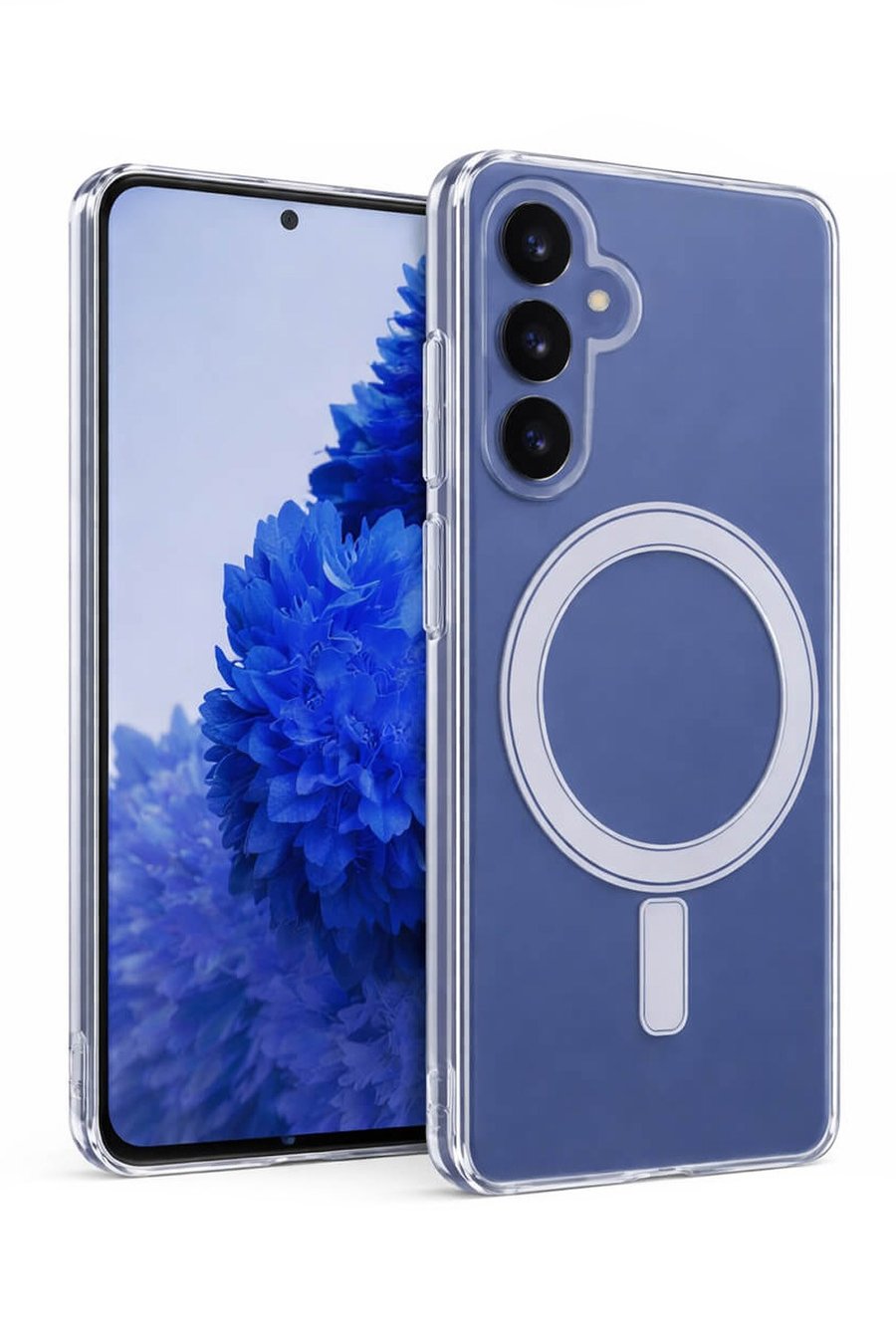 Samsung Galaxy S25 FE Uyumlu Kamera Korumalı Magsafe Wireless Şarj Özellikli Lüks Şeffaf Silikon Telefon Kılıfı