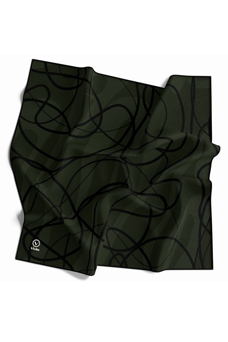 Twill Karışık Çizgi Desenli Zümrüt Yeşili Renkli 90x90 Eşarp (İpek İçermez) Kenar Dikiş Şekli El Dikişli