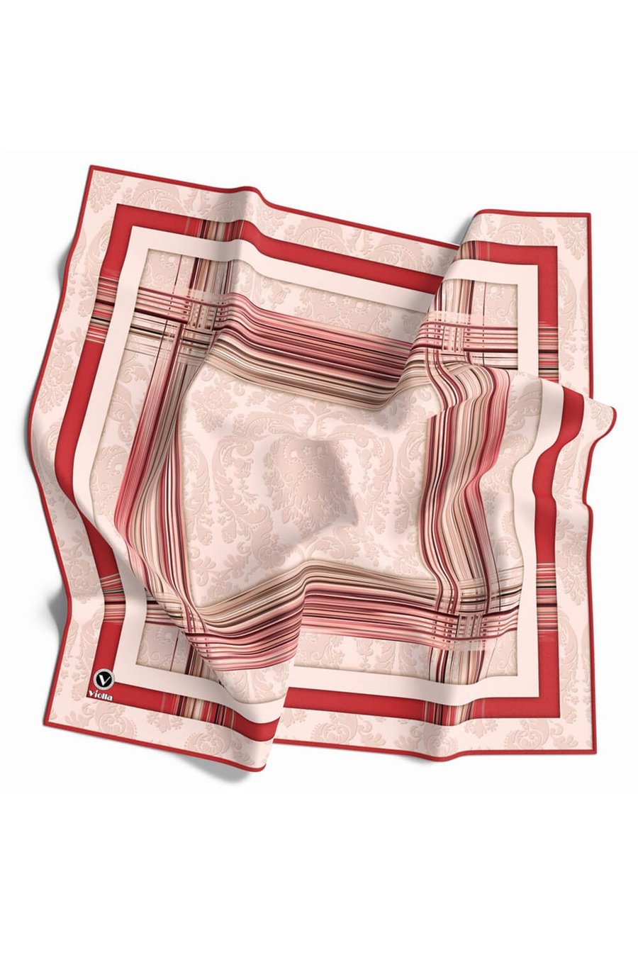 Soft Çerçeveli ve Batik Desenli Nar Çiçeği Renkli 90x90 Eşarp (İpek İçermez) Kenar Dikiş Şekli El Dikişli