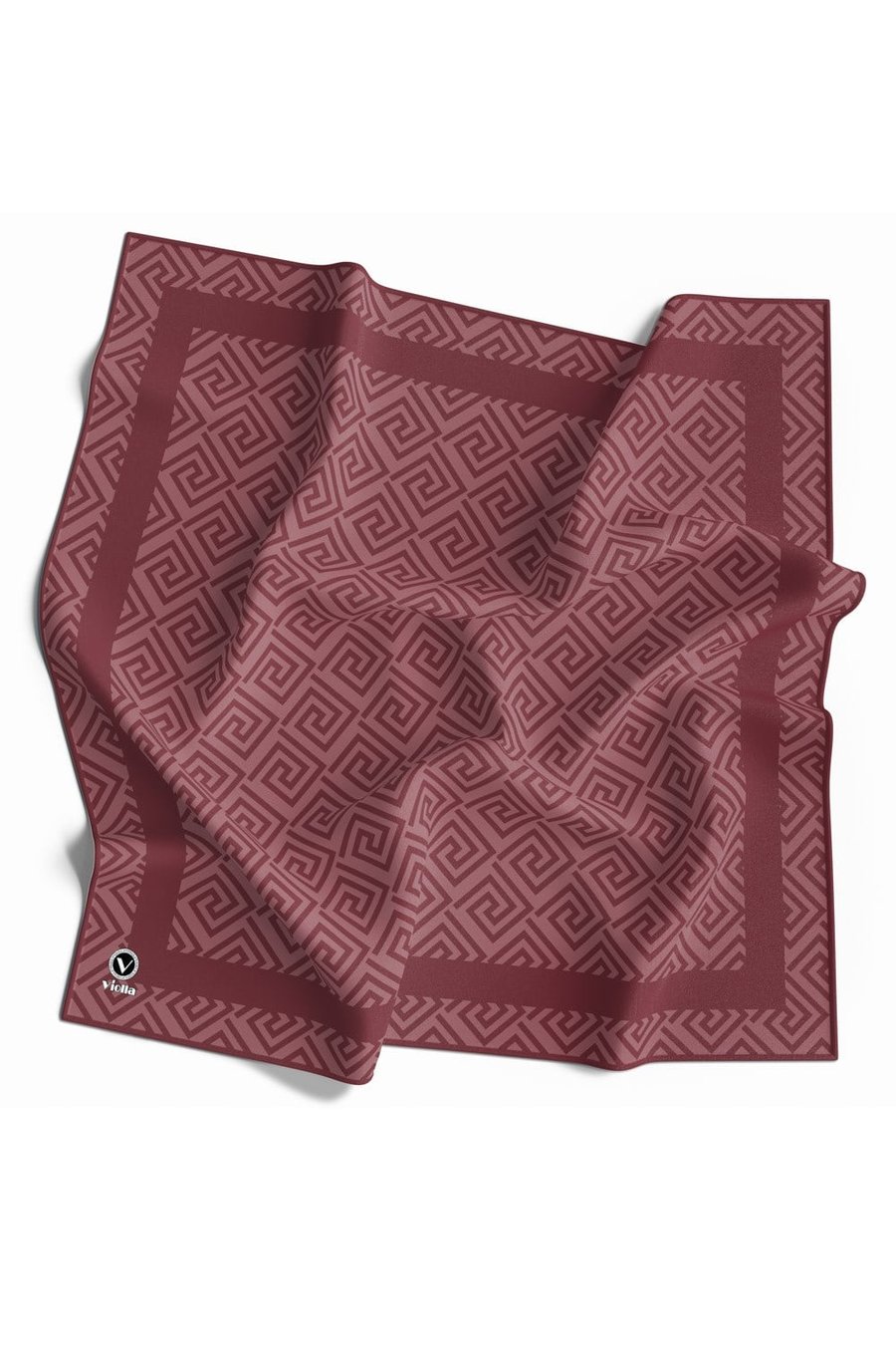 Twill Minimalist Desenli Gül Kurusu Renkli 90x90 Eşarp (İpek İçermez) Kenar Dikiş Şekli El Dikişli