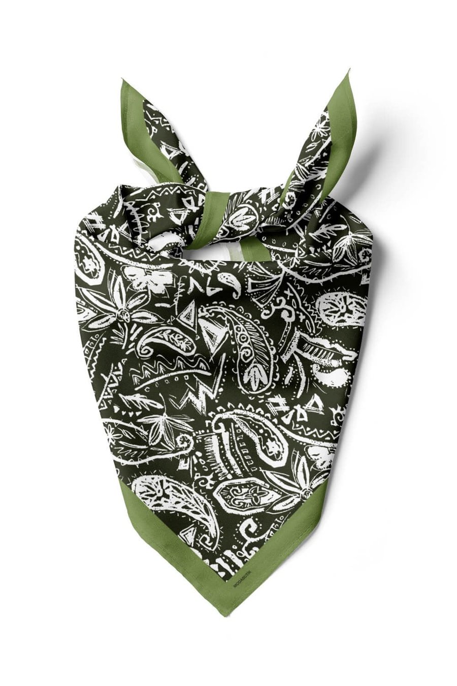 Violla D65 Kadın Egzotik Desenli Bandana 50x50 Koyu Yeşil DG0363-22