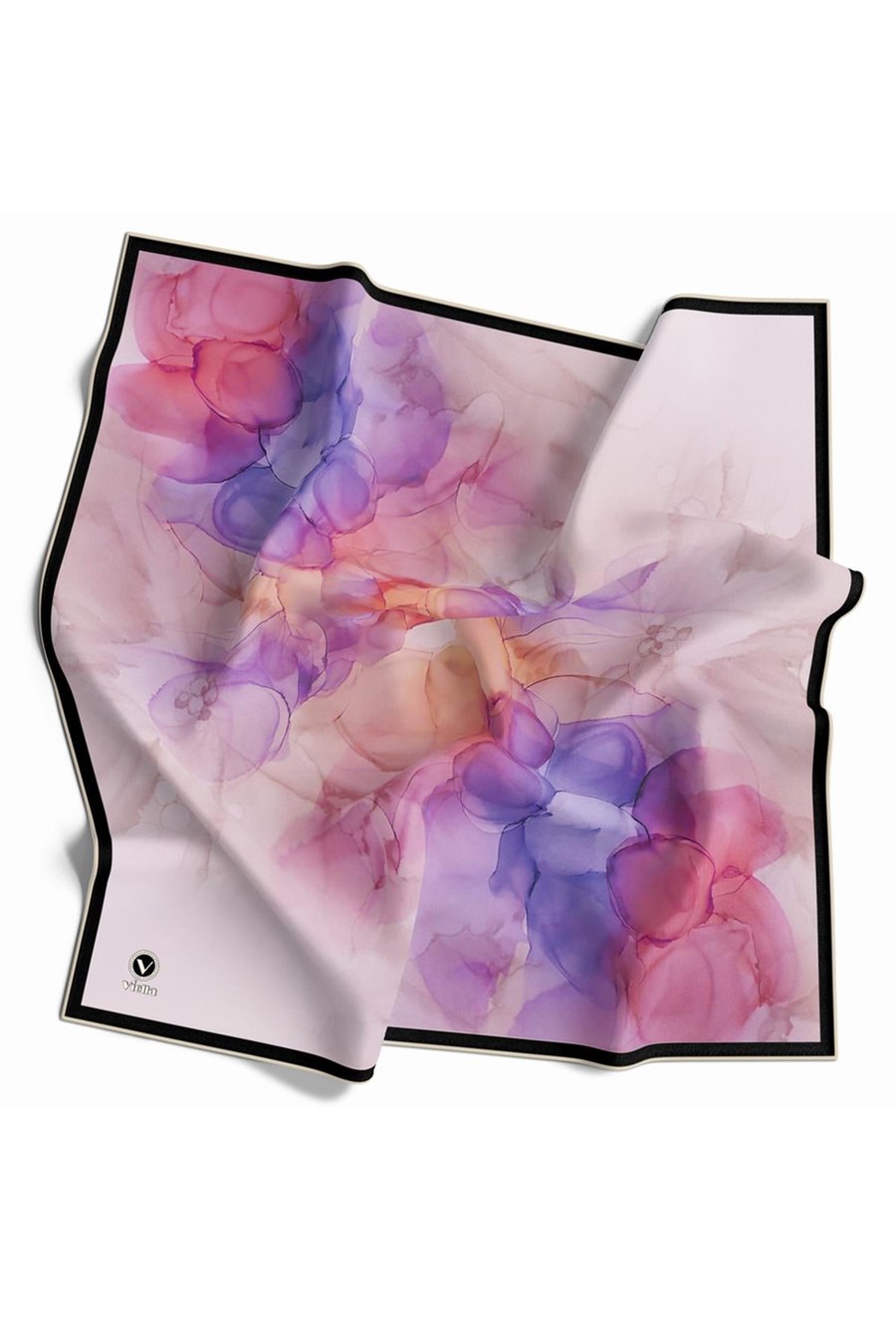 Rayon Batik Desenli Mor Renkli 90x90 Eşarp (İpek İçermez) Kenar Dikiş Şekli El Dikişli