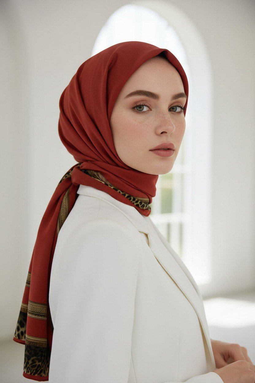 KREP LEOPAR BORDÜR DESENLİ BORDO RENKLİ 75X195 KIRIŞMAZ ŞAL