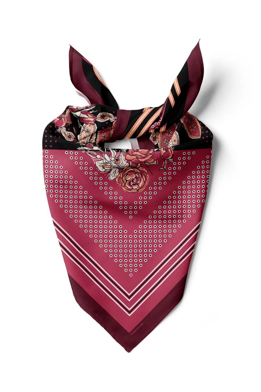 Kadın Gül Kurusu Şal Desenli 50x50 Bandana HYL DG01656-22