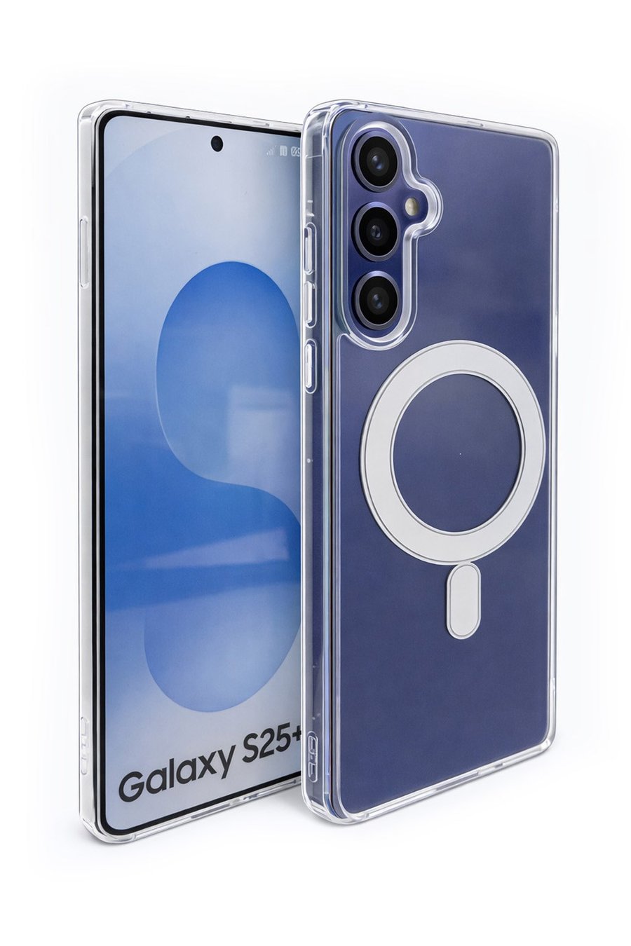 Samsung Galaxy S25 Plus Uyumlu Kamera Korumalı Magsafe Wireless Şarj Özellikli Lüks Şeffaf Silikon Telefon Kılıfı