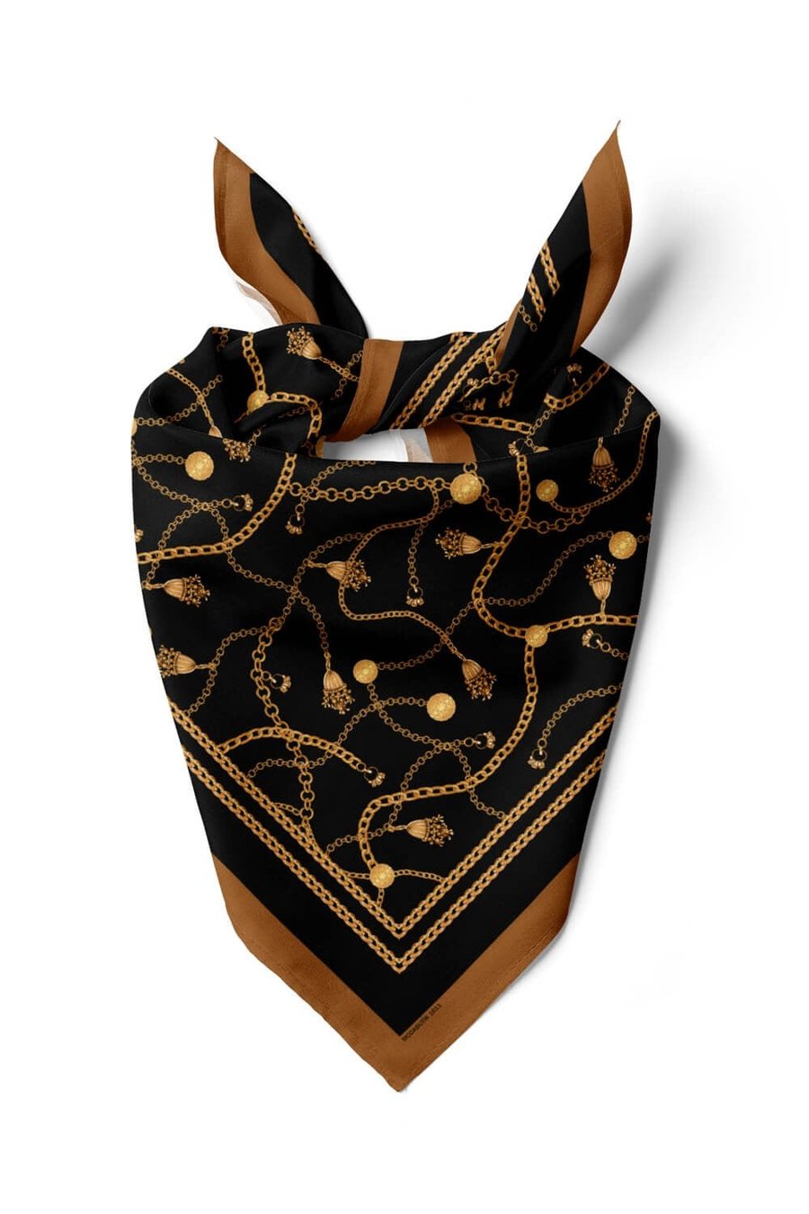 Violla C28 Kadın Sarı Siyah Zincir Desenli 50x50 Bandana HYL DG01611-22