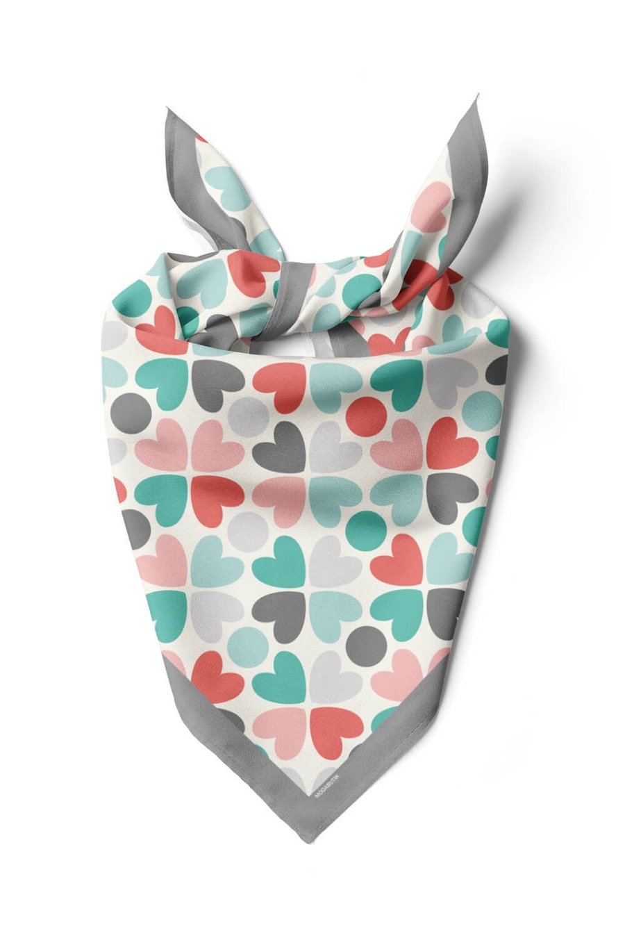 Violla V40 Kadın Kalp Desenli Bandana 50x50 Yeşil Kırmızı DG0122-22