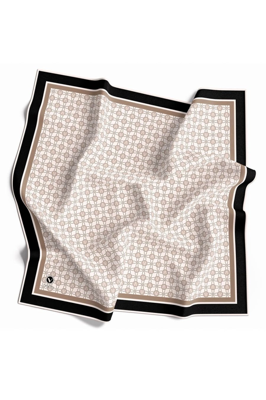 Twill V Desenli Krem Renkli 90x90 Eşarp (İpek İçermez) Dikim Şekli : El Dikişi