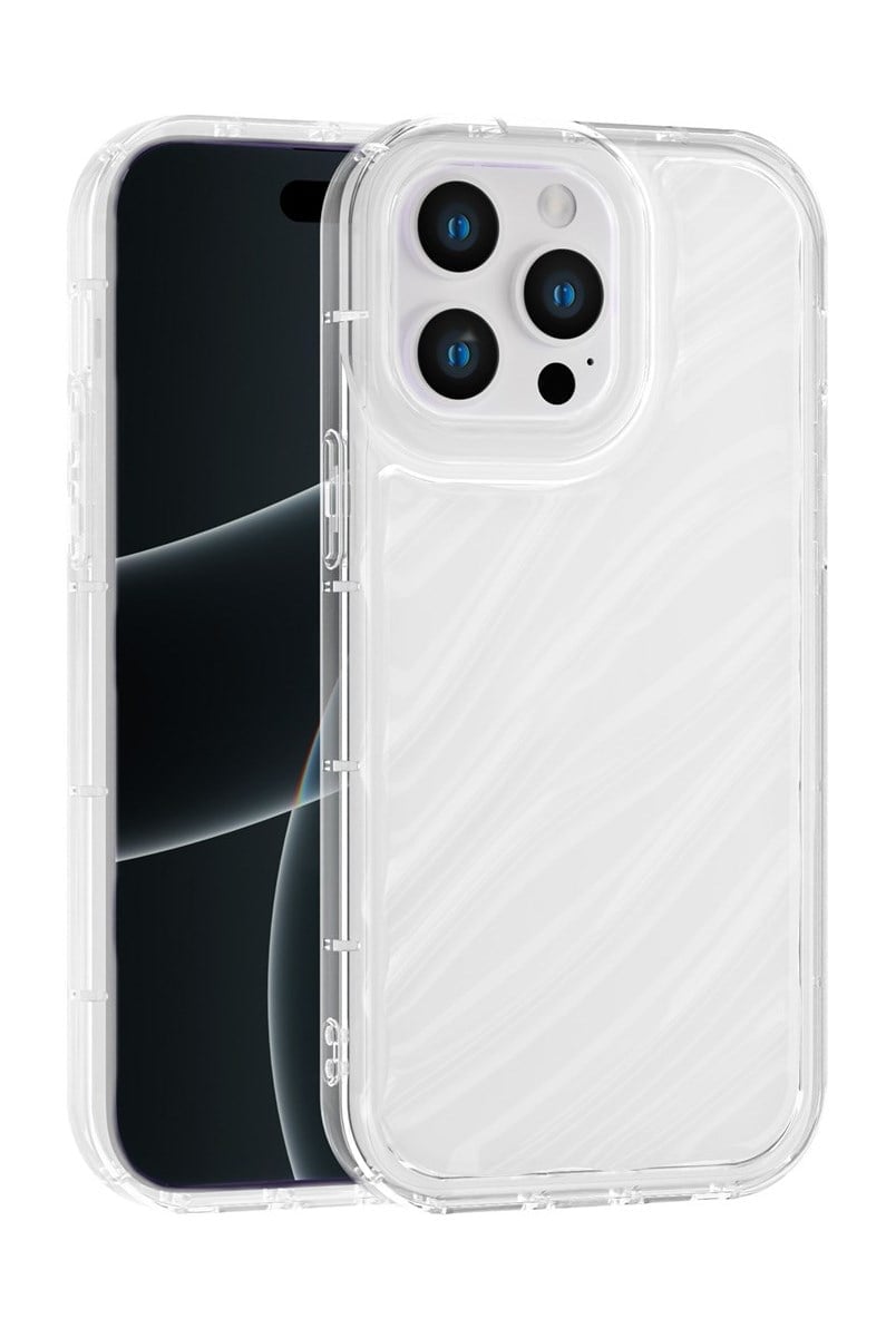 iPhone 15 Pro Kılıf – Kabartmalı Parlak Desenli Darbe Emici Silikon Telefon Kılıfı