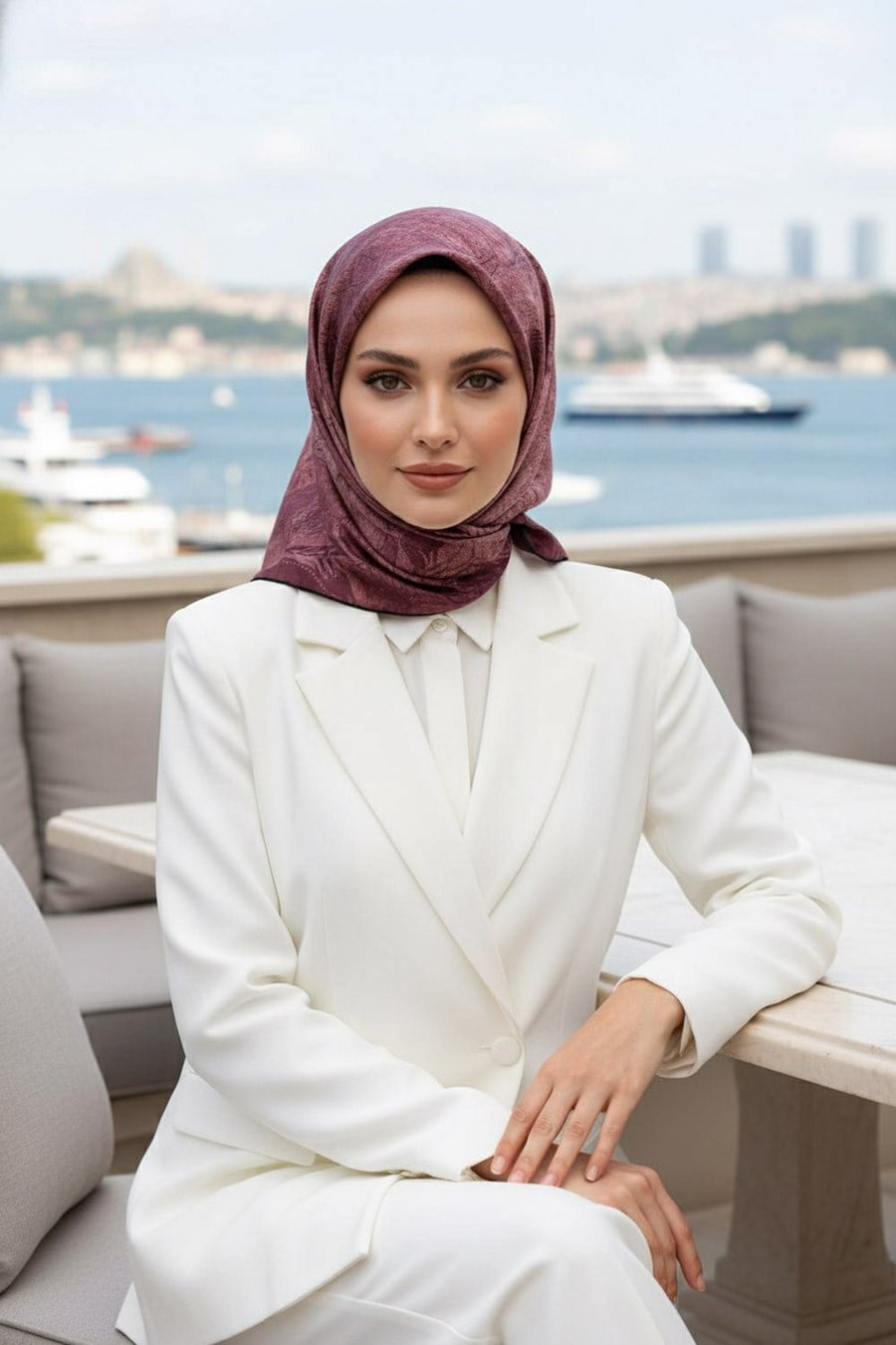% 57 İpek % 43 Viskon Twill İpek Degradeli Yaprak  Desenli Pudra Renkli 90x90 Eşarp Dikim Şekli : El Dikişi