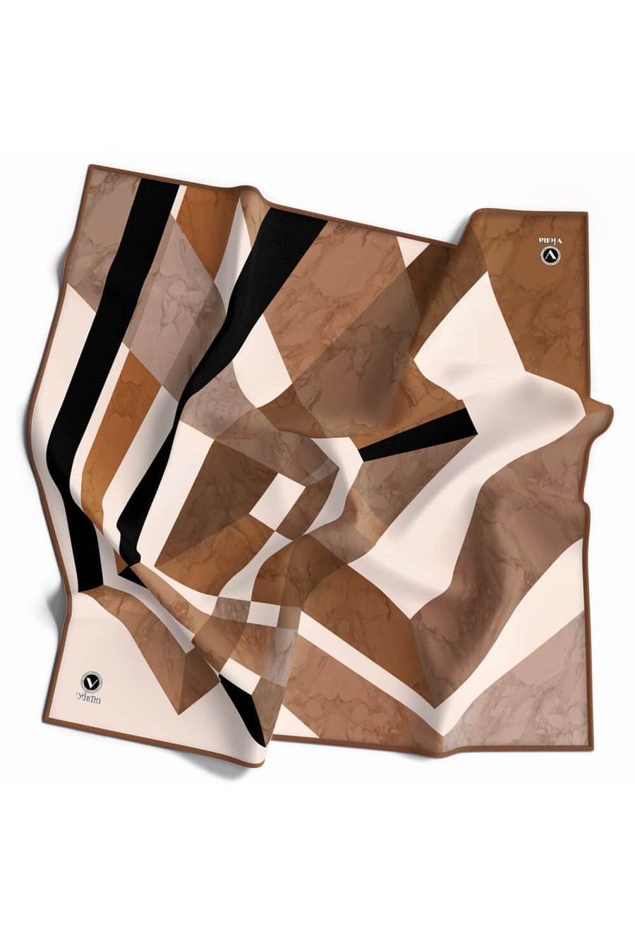 Twill Mermer Desenli Hardal Renkli 90x90 Eşarp (İpek İçermez) Kenar Dikiş Şekli El Dikişli