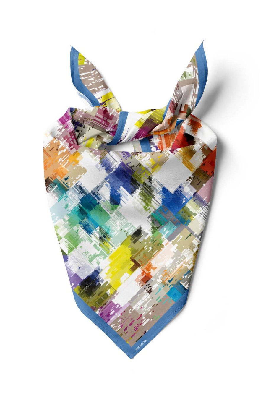 Violla D78 Kadın Ekose Desenli Bandana 50x50 Mavi DG0197-22