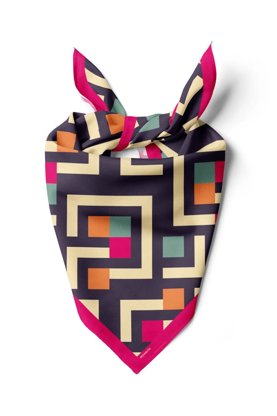 Violla V48 Kadın Geometric Desenli Bandana 50x50 Mavi DG0119-22
