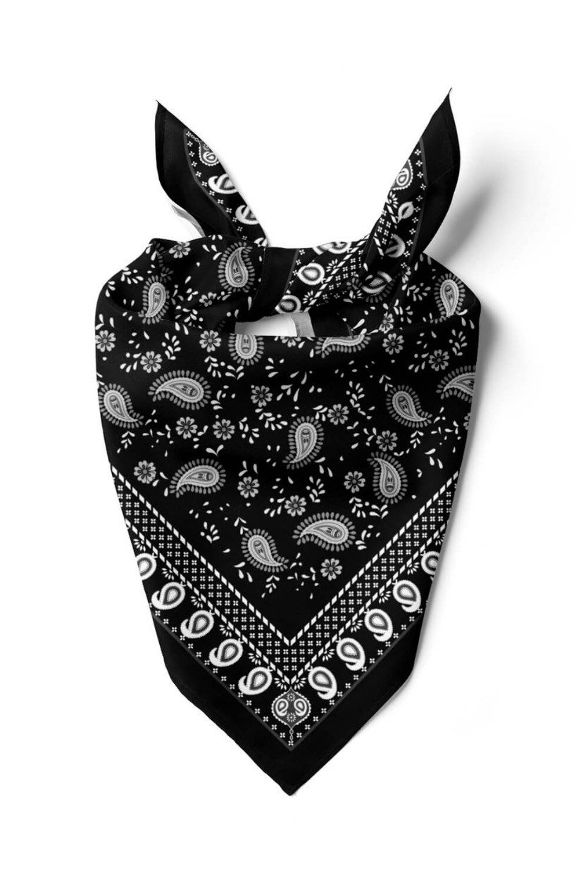 Violla H6 Kadın Siyah Beyaz Şal Desenli 50x50 Bandana HYL DG01367-22