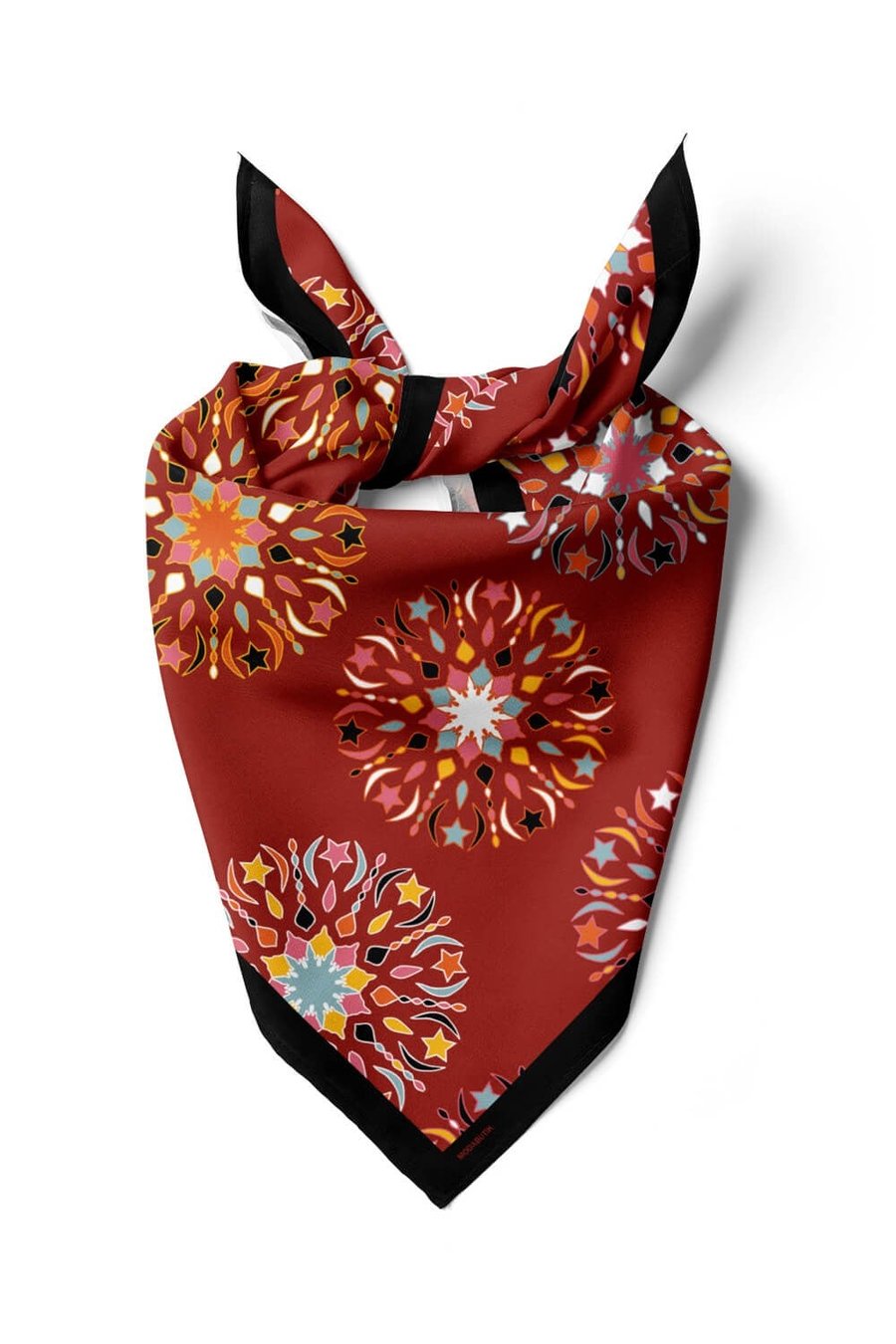 Violla Y20 Kadın Çiçek Desenli Bandana 50x50 Kırmızı DG0403-22