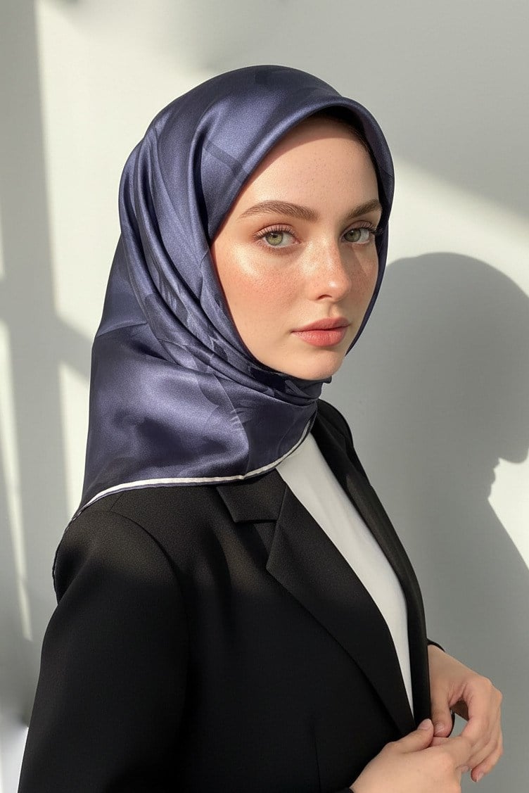 100% Twill İpek Çiçek Desenli Füme Renkli 90x90 Dikim Şekli : El Dikişi Eşarp