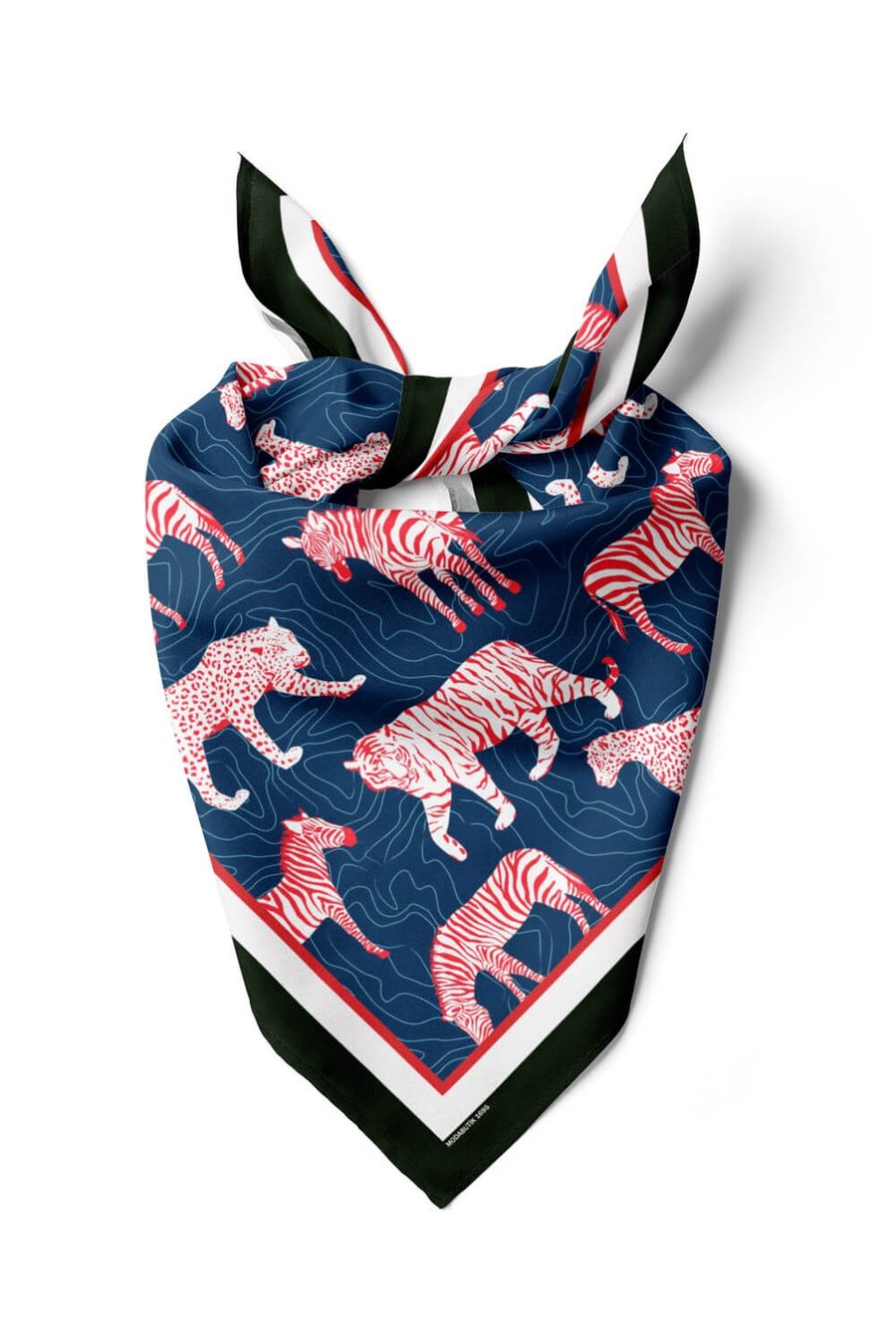 Violla H50 Kadın Mavi Kırmızı Animal Desenli 50x50 Bandana HYL DG01695-22
