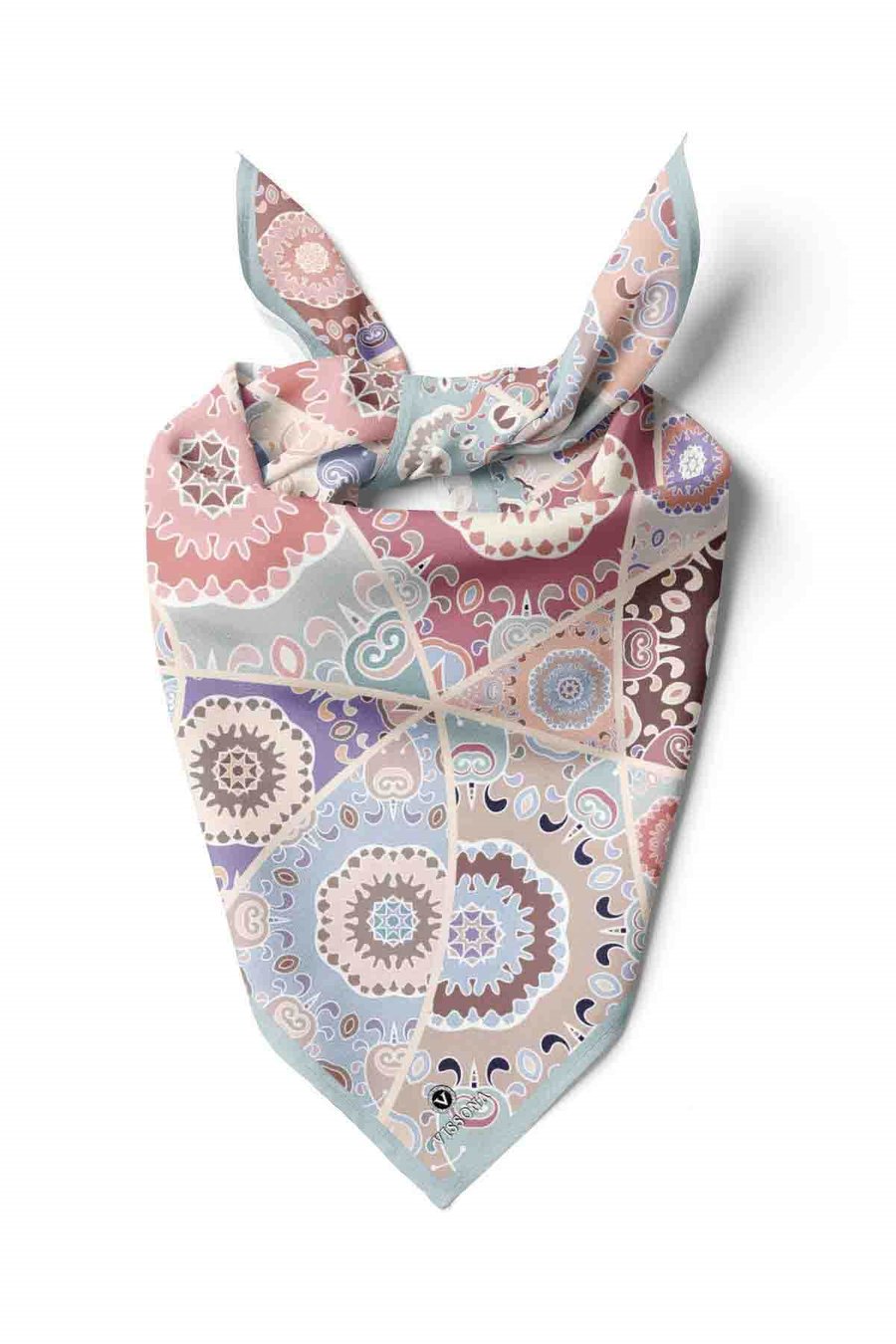 100% Silk Headscarf for Women - 22''x 22'' inch Hair Scarf Ethnic Pattern Silk Headscarf Bandanas Square Silk 60355