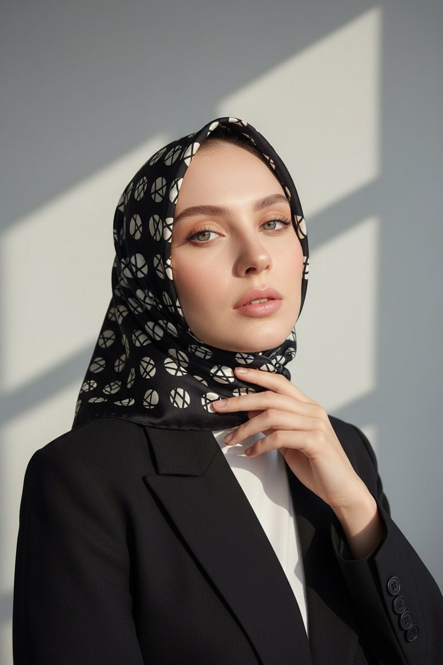 %100 Twill İpek Eşarp 90x90 Çizgili Desenli El Dikişli Kadın Eşarp