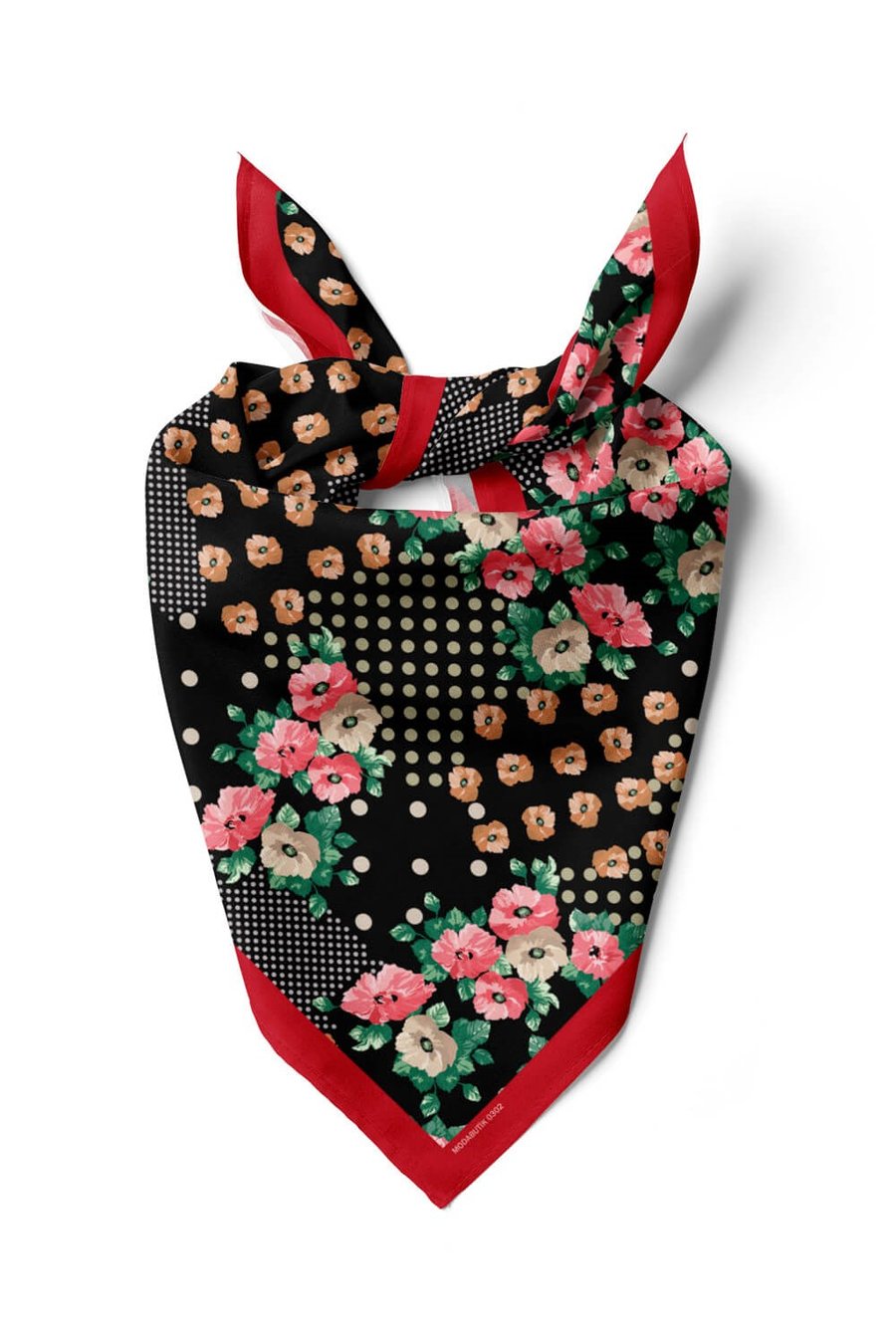 Violla D107 Kadın Patchwork Desenli Bandana 50x50 Yeşil Pembe