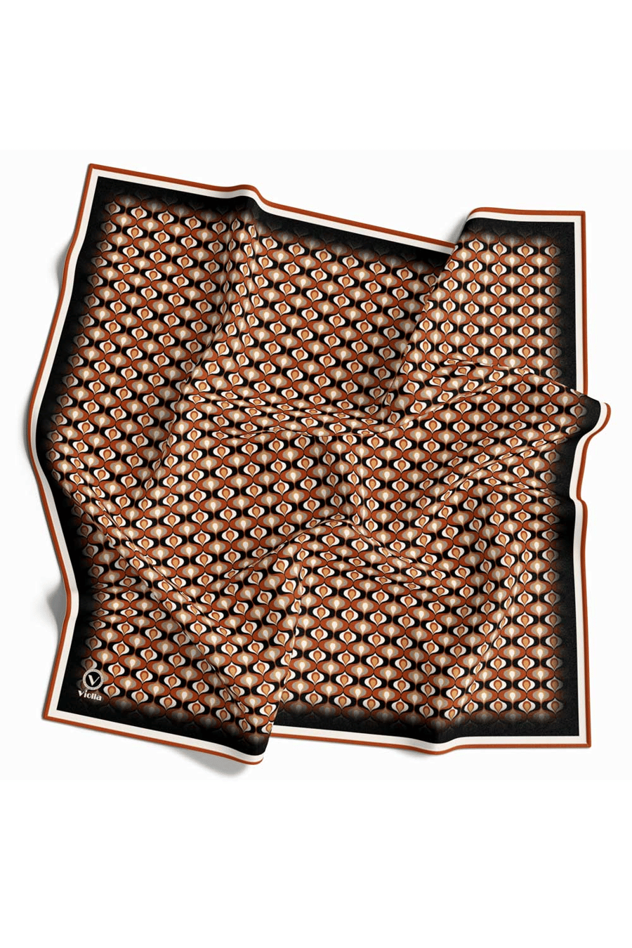 Twill Çıtır Desenli Taba Renkli 90x90 Eşarp (İpek İçermez) Kenar Dikiş Şekli El Dikişli