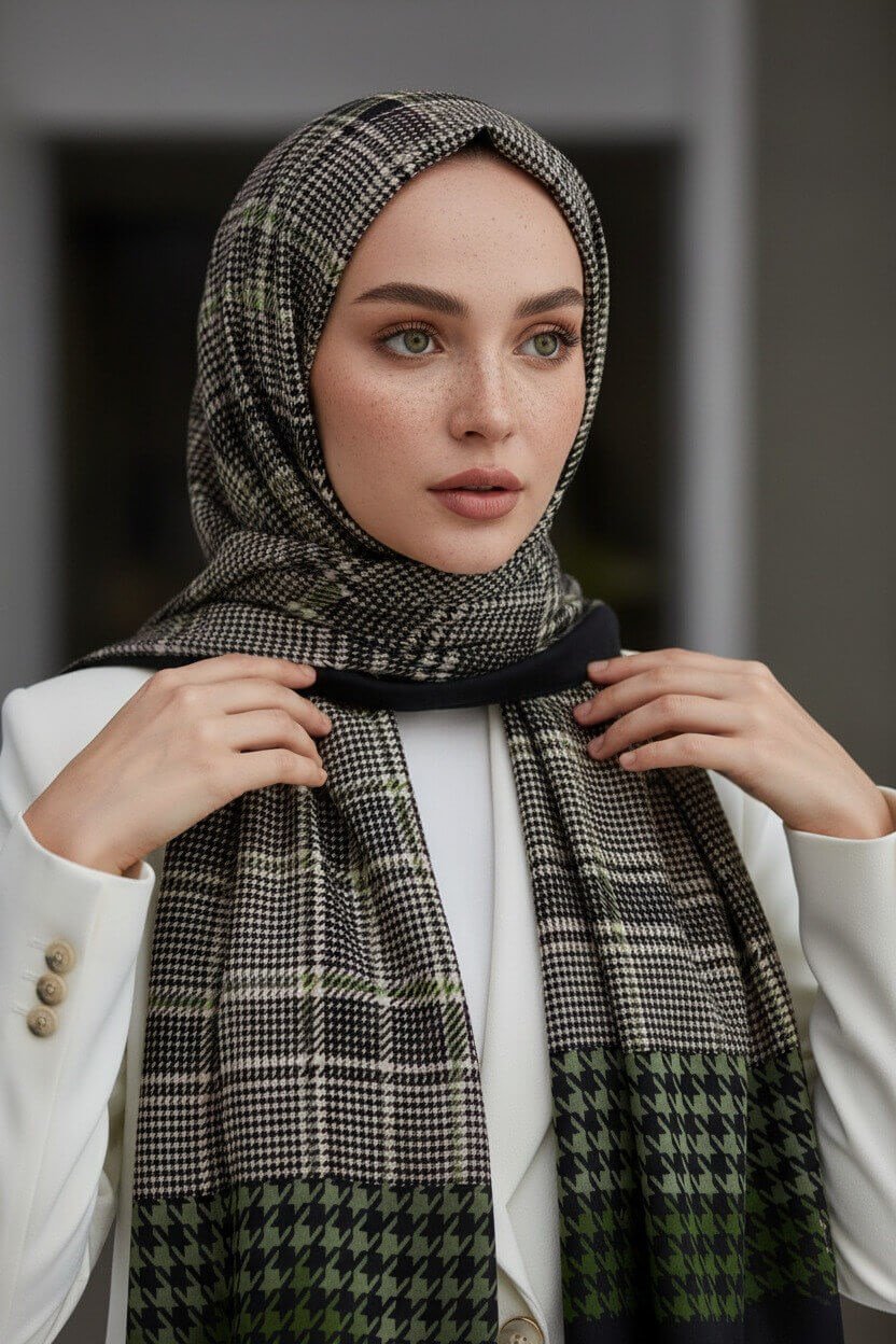 KREP EKOSELİ KAZAYAK DESENLİ ZÜMRÜT YEŞİLİ RENKLİ 75X195 KIRIŞMAZ ŞAL