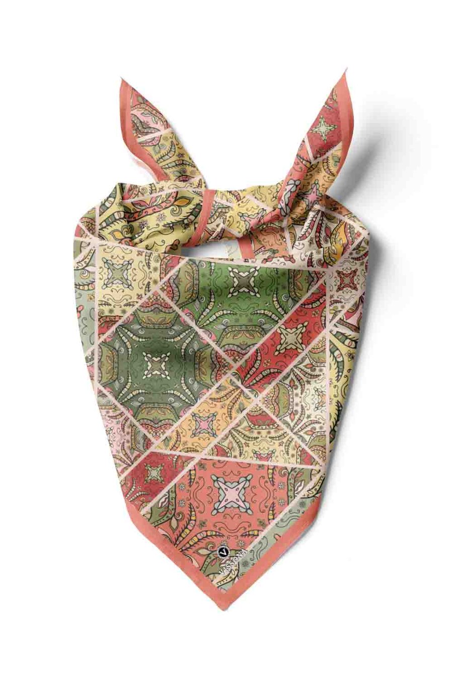100% Silk Headscarf for Women - 22''x 22'' inch Hair Scarf Ethnic Pattern Silk Headscarf Bandanas Square Silk