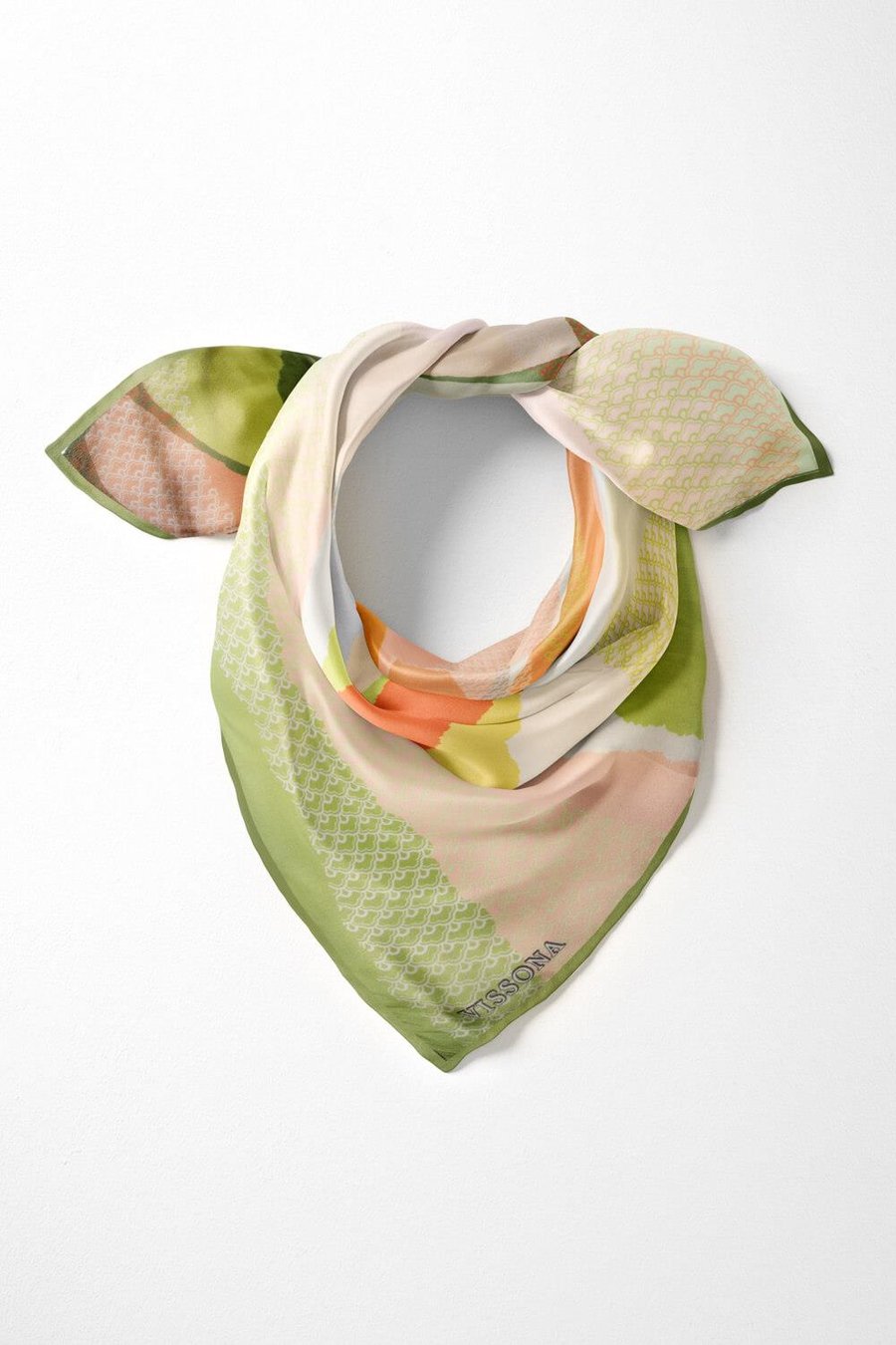 %100 İpek Kadın Desenli Bandana 80x80