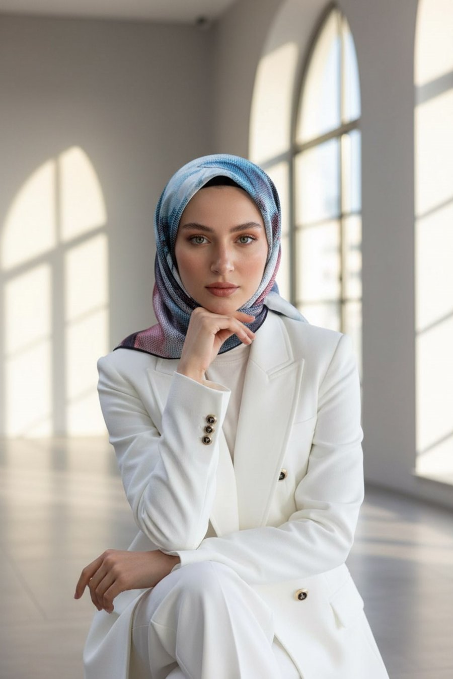 %100 Twill İpek Dokulu Ve Çiçek Desenli Turkuaz - Bordo Renkli 90x90 Eşarp Dikim Şekli : El Dikişi