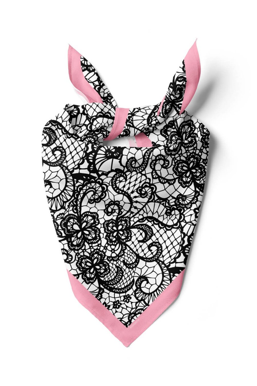 Violla B91  Kadın Dantel Desenli Bandana 50x50 Siyah Beyaz DG0115-22