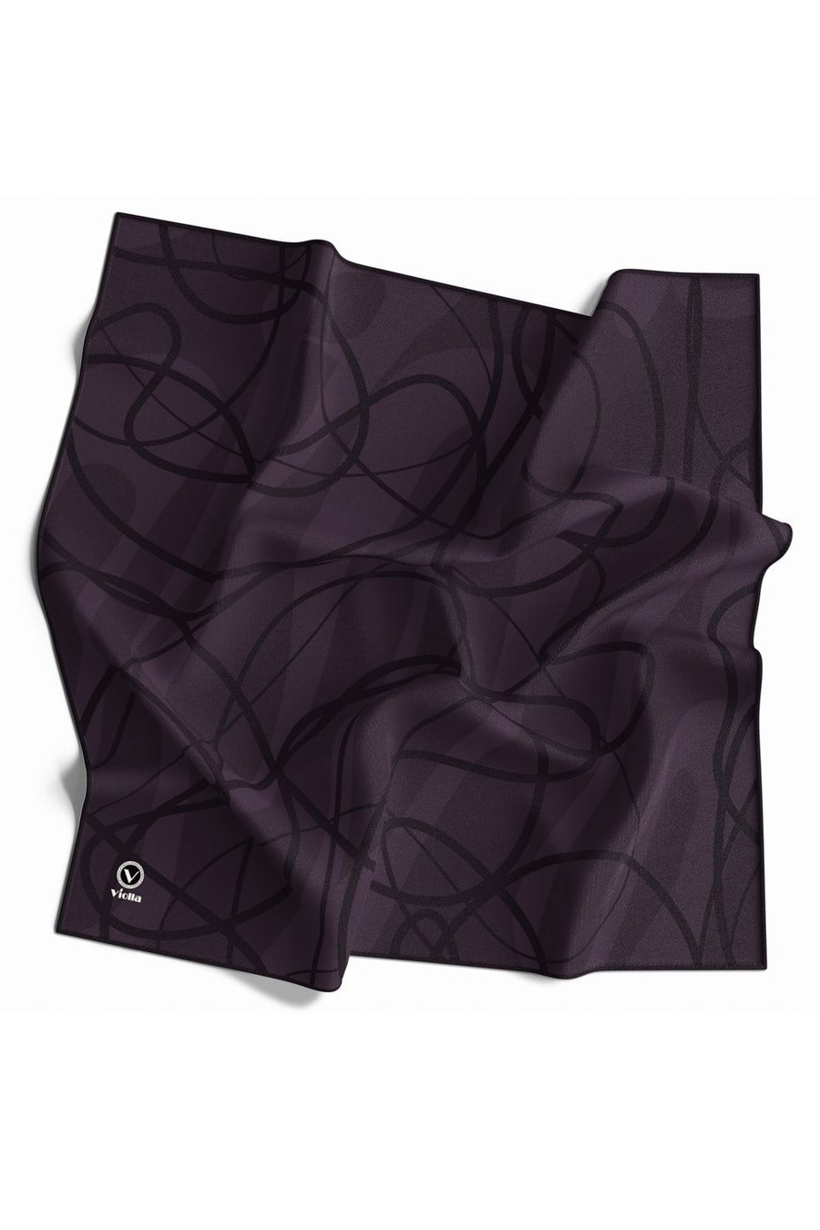 Twill Karışık Çizgi Desenli Mürdüm Renkli 90x90 Eşarp (İpek İçermez) Kenar Dikiş Şekli El Dikişli