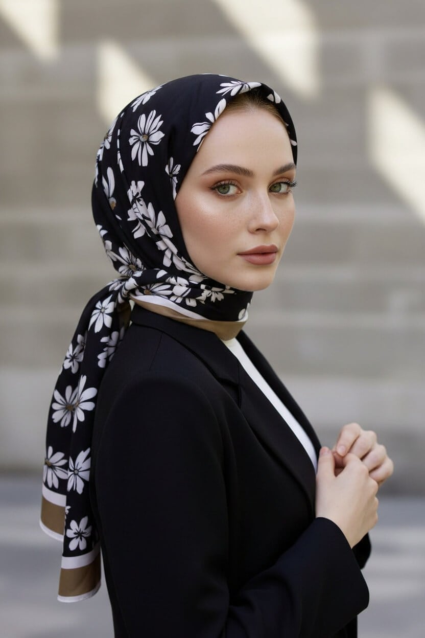 KREP PAPATYA DESENLİ BEJ RENKLİ 75X195 KIRIŞMAZ ŞAL
