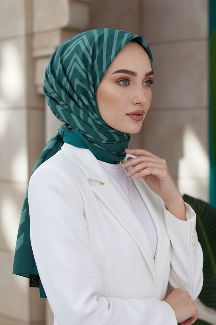 KREP ZİGZAG DESENLİ PETROL YEŞİLİ RENKLİ 75X195 KIRIŞMAZ ŞAL